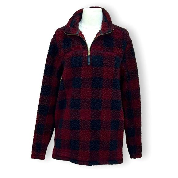 Alpine Sherpa Buffalo Plaid Tunic Pullover, Small - Picture 1 of 11
